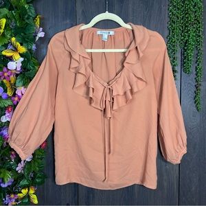 /🌼3/$30🌼Forever 21 Dusty Peach Ruffle Detailed 3/4 Sleeve Blouse Size Small